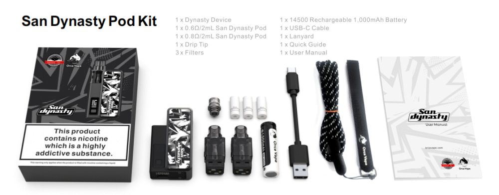 【San Dynasty主機套裝】含2ml空倉×2＋1000mAh可拆電池＋掛繩｜多色可選
