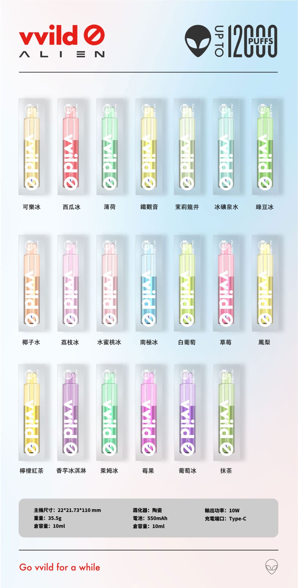 vvild🚫小野 外星人一次性拋棄式小煙12000口 10ml油倉 口味齊全